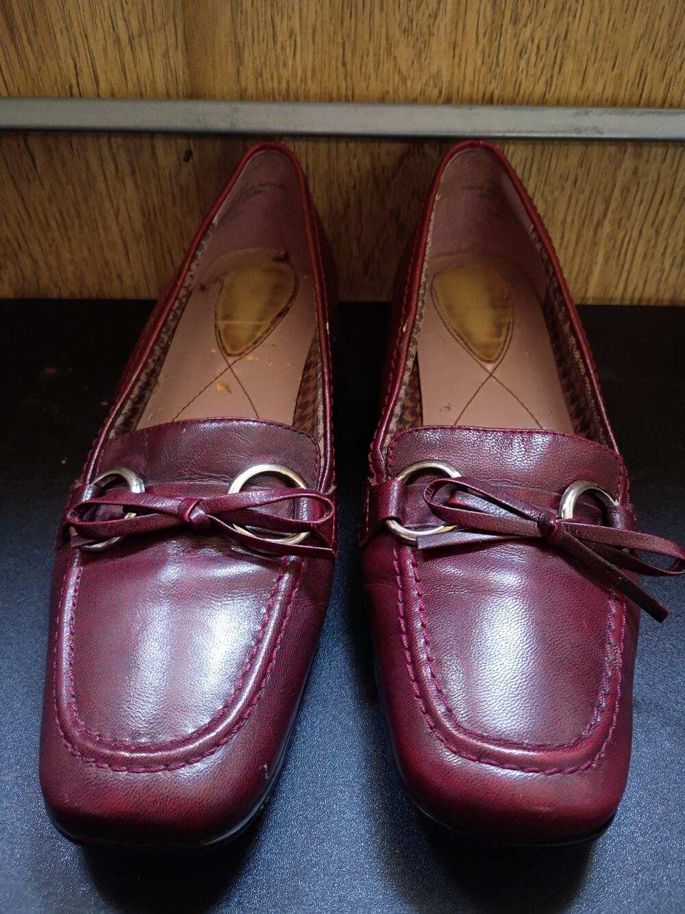 Vintage Y2K Burgundy Red-Brown Leather Loafers Moc Toe Preppy Academia Shoes 7